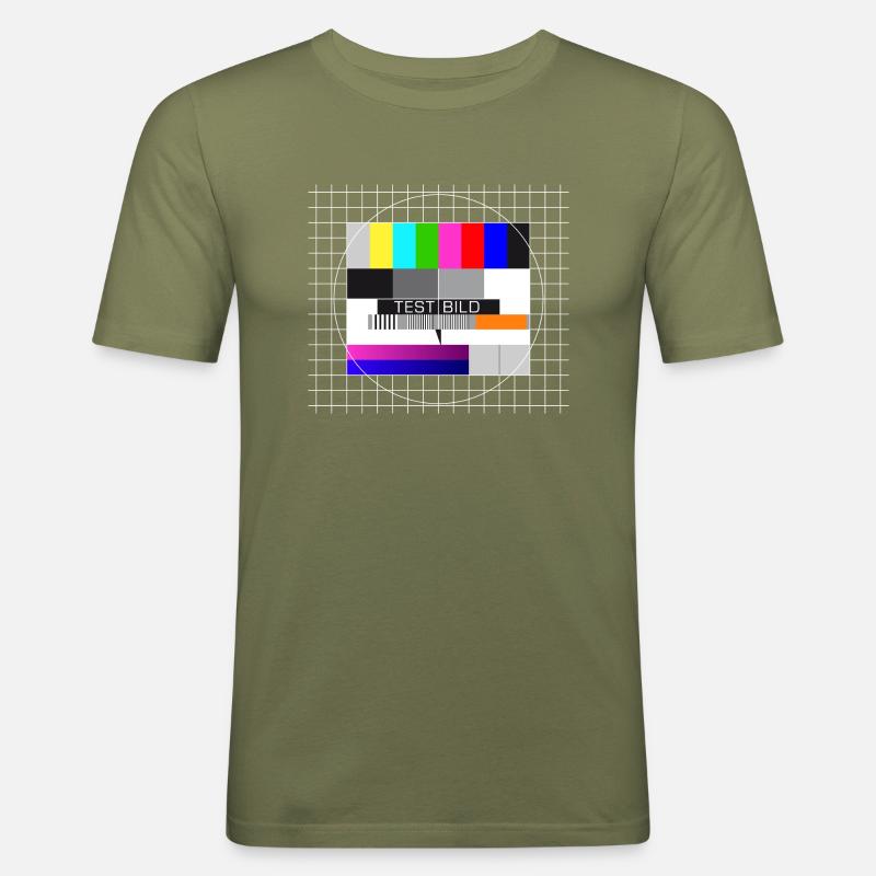 Testbild Fernsehen Bildschirm nostalgisch Display - Männer Slim Fit T-Shirt - Khaki Grün