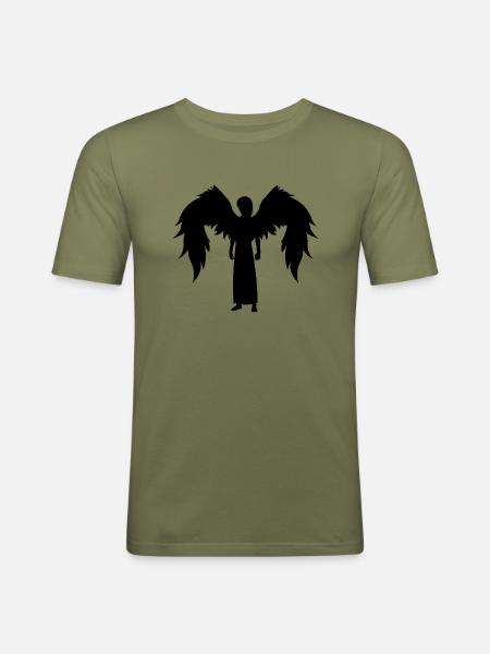 Die Silhouette eines Engels - Männer Slim Fit T-Shirt - Khaki Grün
