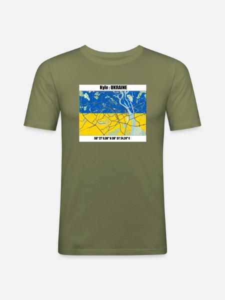 Kyiv - Men's Slim Fit T-Shirt - khaki green