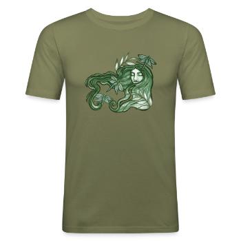 Green Dragonfly Goddess - Men's Slim Fit T-Shirt - khaki green - Front - Jaron (178cm)
