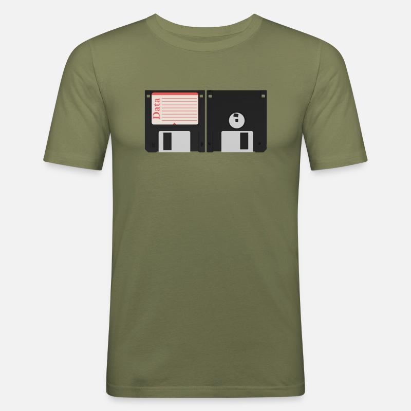 Computer-Diskette - Männer Slim Fit T-Shirt - Khaki Grün
