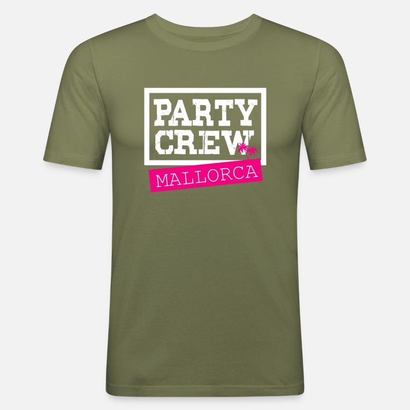 Mallorca Party Crew - Männer Slim Fit T-Shirt - Khaki Grün