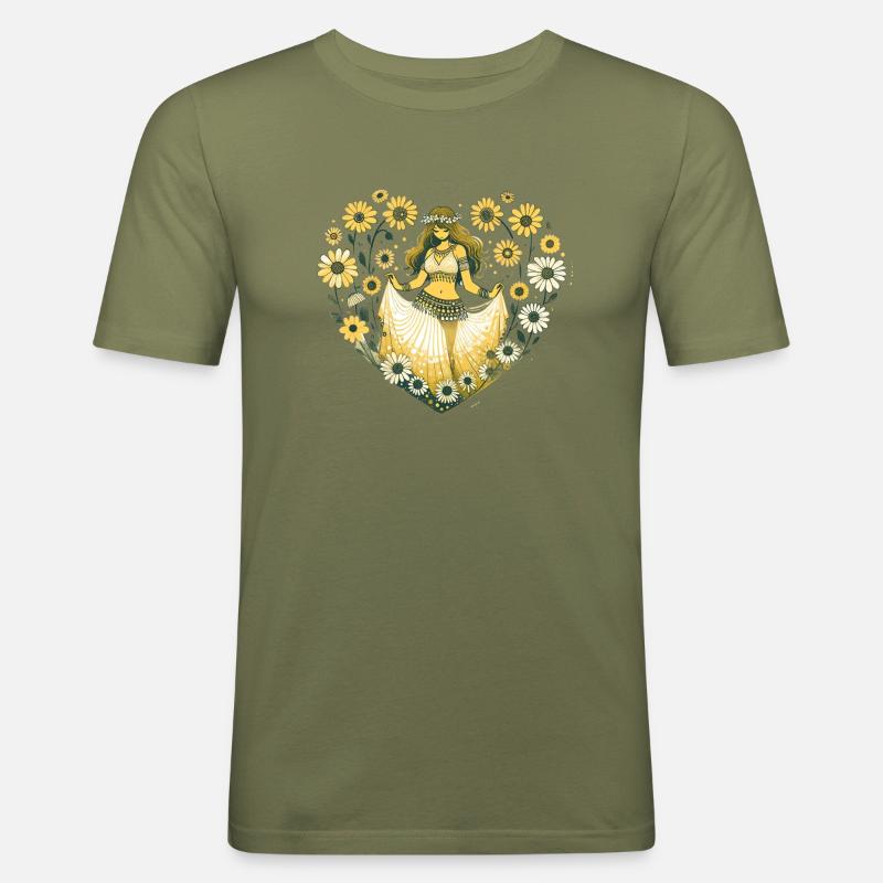 Bauchtänzerin Daisy - Männer Slim Fit T-Shirt - Khaki Grün