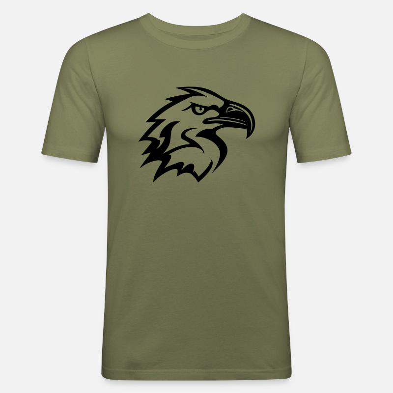 testa d'aquila stilizzata di profilo - Maglietta aderente da uomo - verde kaki