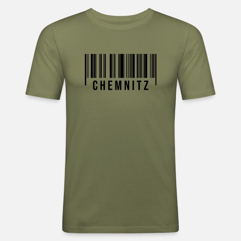 Erzgebirge Strichcode Chemnitz - Männer Slim Fit T-Shirt - Khaki Grün