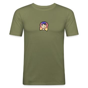 cheveux colorés - T-shirt près du corps Homme - vert kaki - Devant - Jaron (178cm)