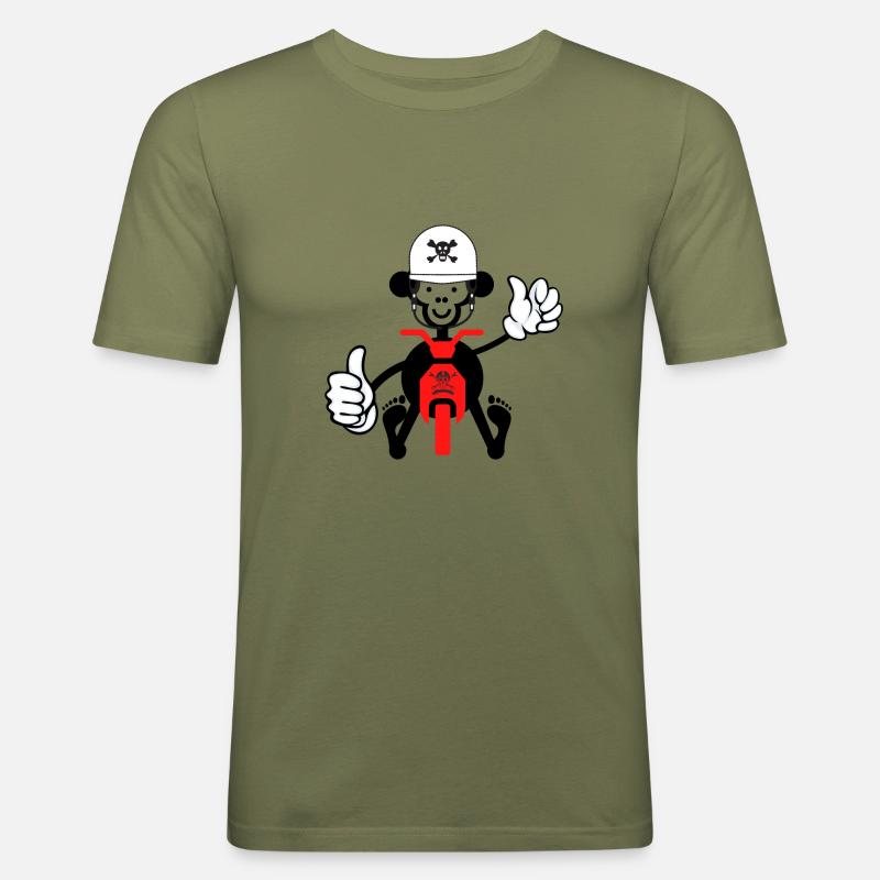 Monkey Biker - Männer Slim Fit T-Shirt - Khaki Grün