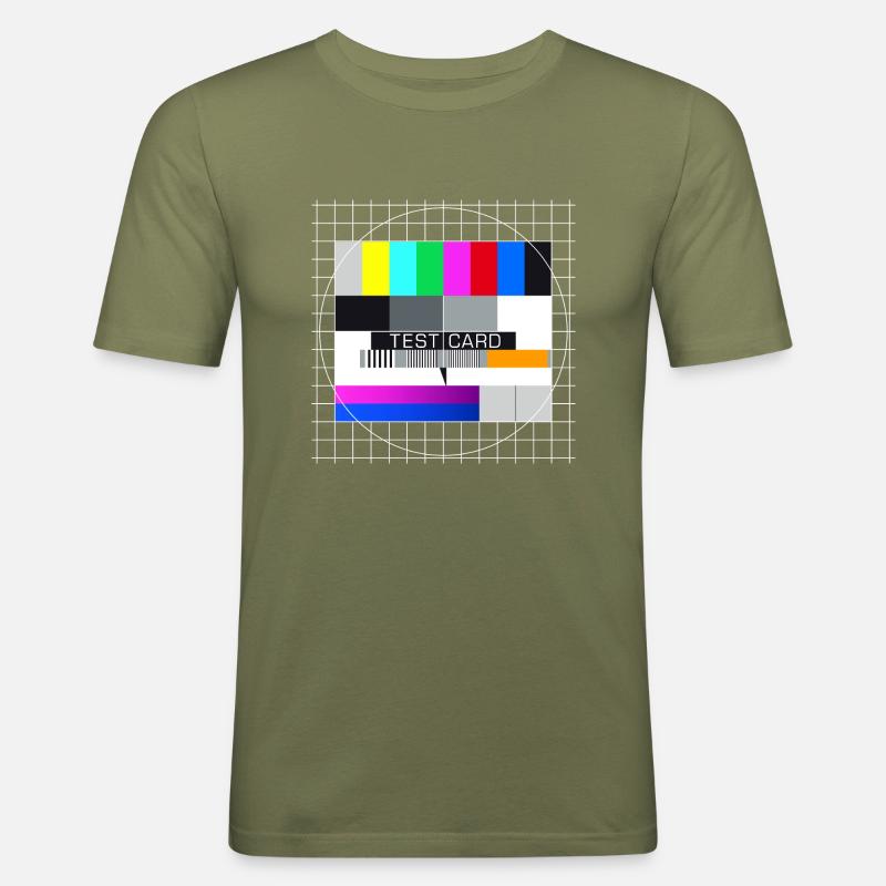 Testbild Fernsehen Bildschirm nostalgisch Display - Männer Slim Fit T-Shirt - Khaki Grün