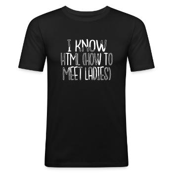 hacker ethical anonymous mask statement encrypt - Männer Slim Fit T-Shirt - Schwarz - Vorne - Nik (191cm)