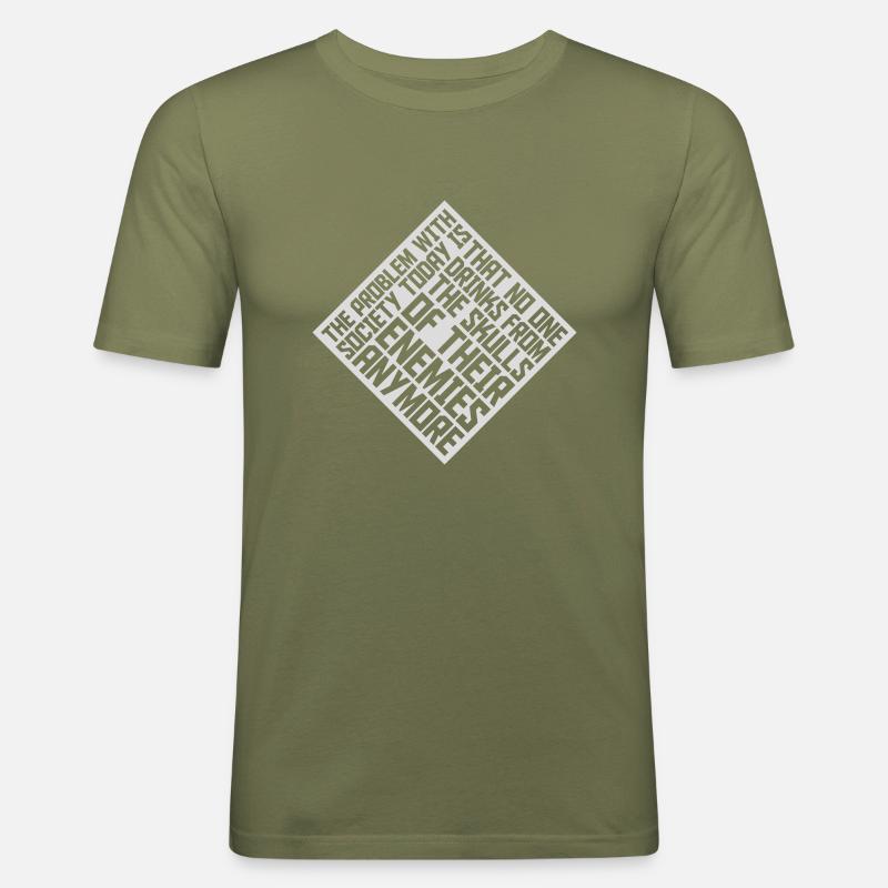 drinks from enemies skulls - Men's Slim Fit T-Shirt - khaki green