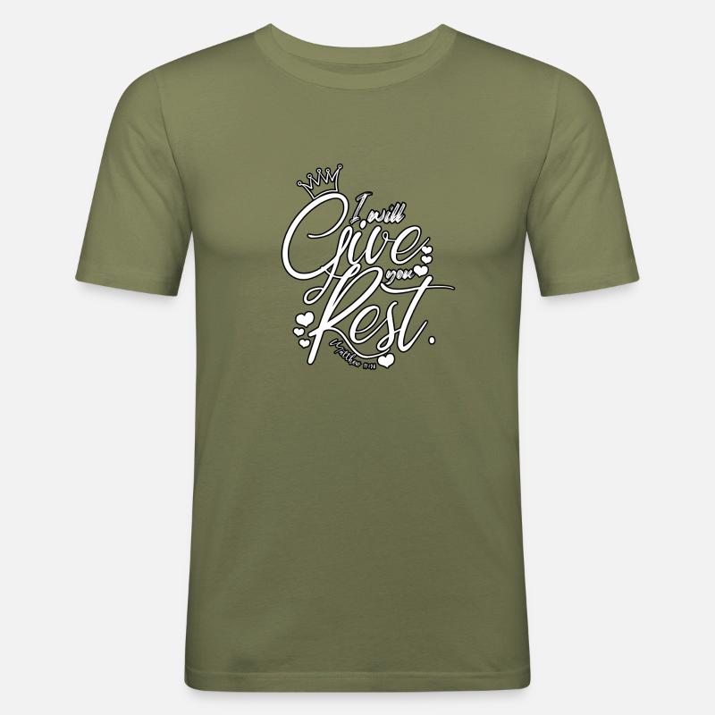 I will Give rest - Männer Slim Fit T-Shirt - Khaki Grün