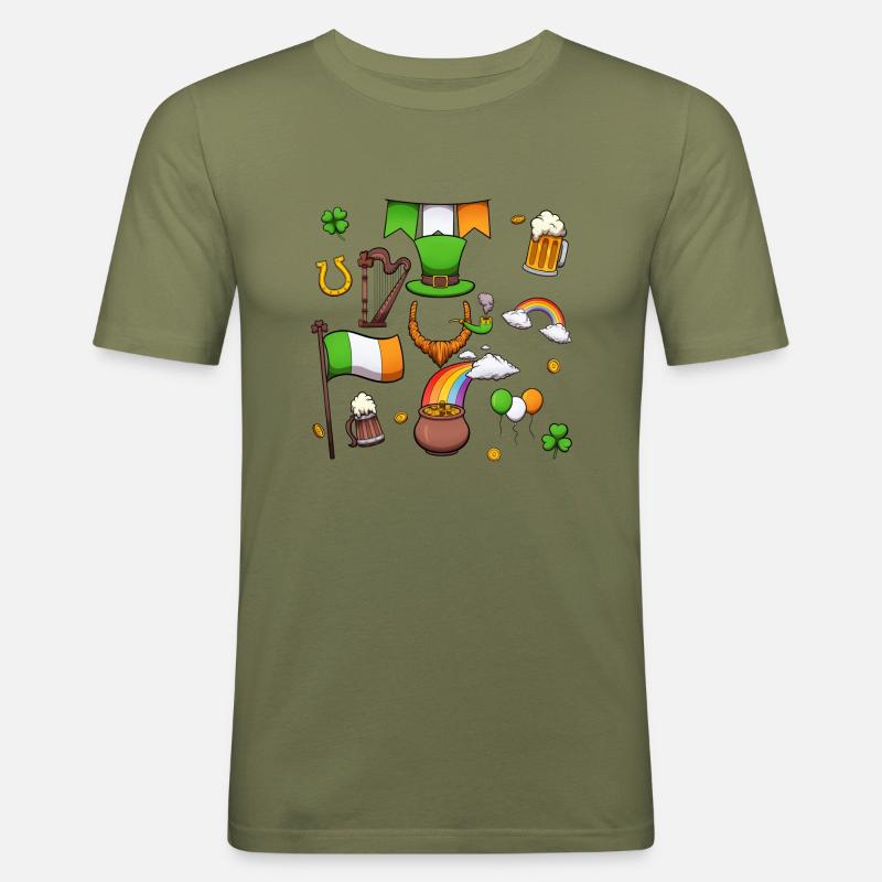 St. Patrick's Day Elemente - Männer Slim Fit T-Shirt - Khaki Grün