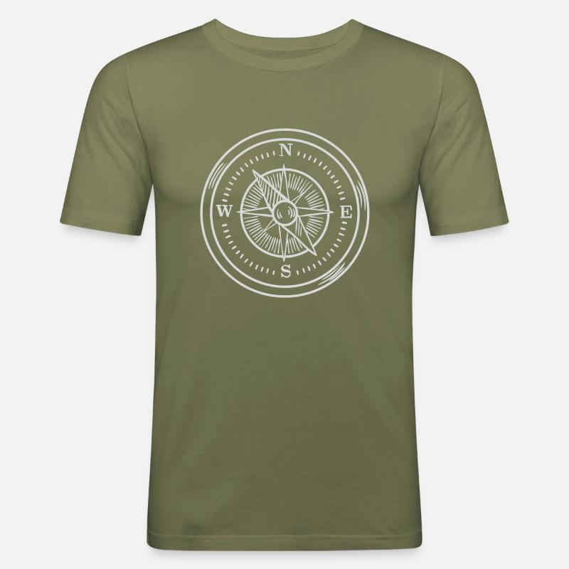 Kompass - Männer Slim Fit T-Shirt - Khaki Grün