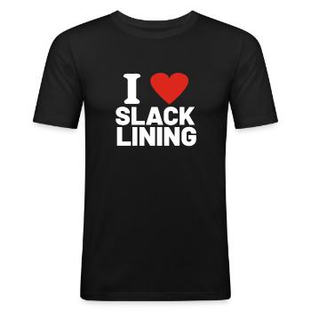 I love slacklining - Männer Slim Fit T-Shirt - Schwarz - Vorne - Nik (191cm)