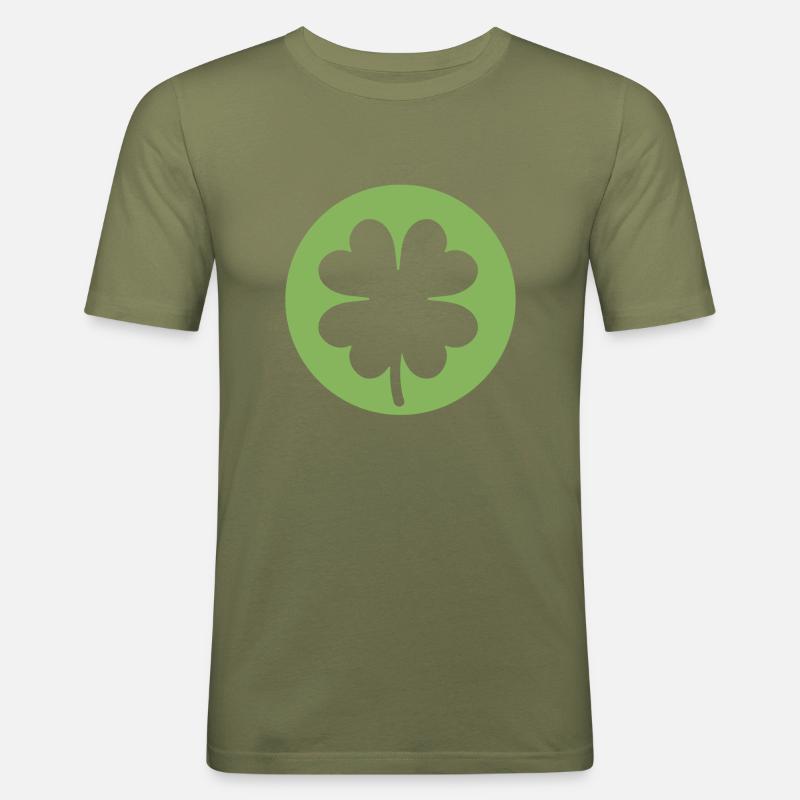 Trèfle vert pour la Saint-Patrick - T-shirt près du corps Homme - vert kaki