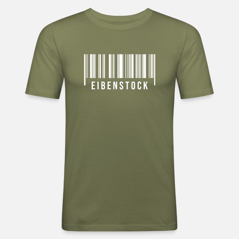 Erzgebirge Strichcode Eibenstock - Männer Slim Fit T-Shirt - Khaki Grün