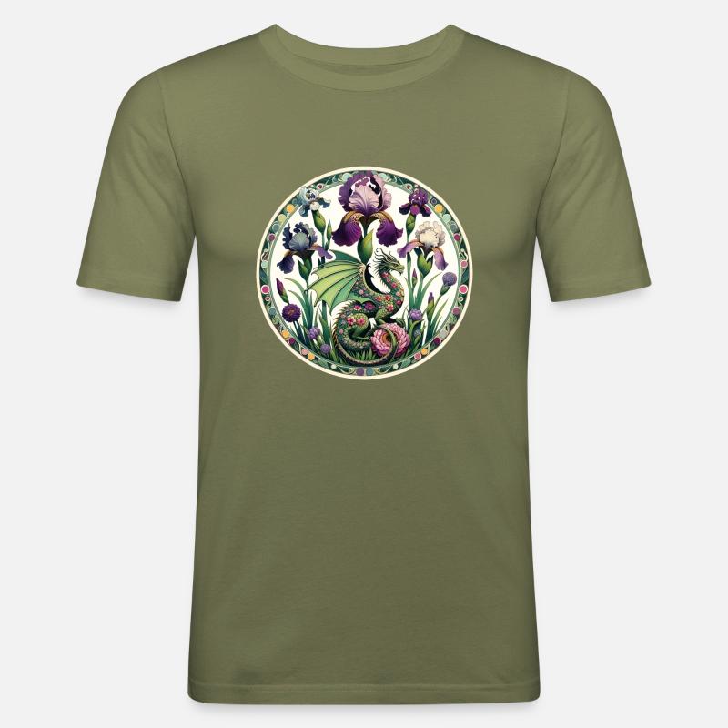 Iris-Drache - Männer Slim Fit T-Shirt - Khaki Grün