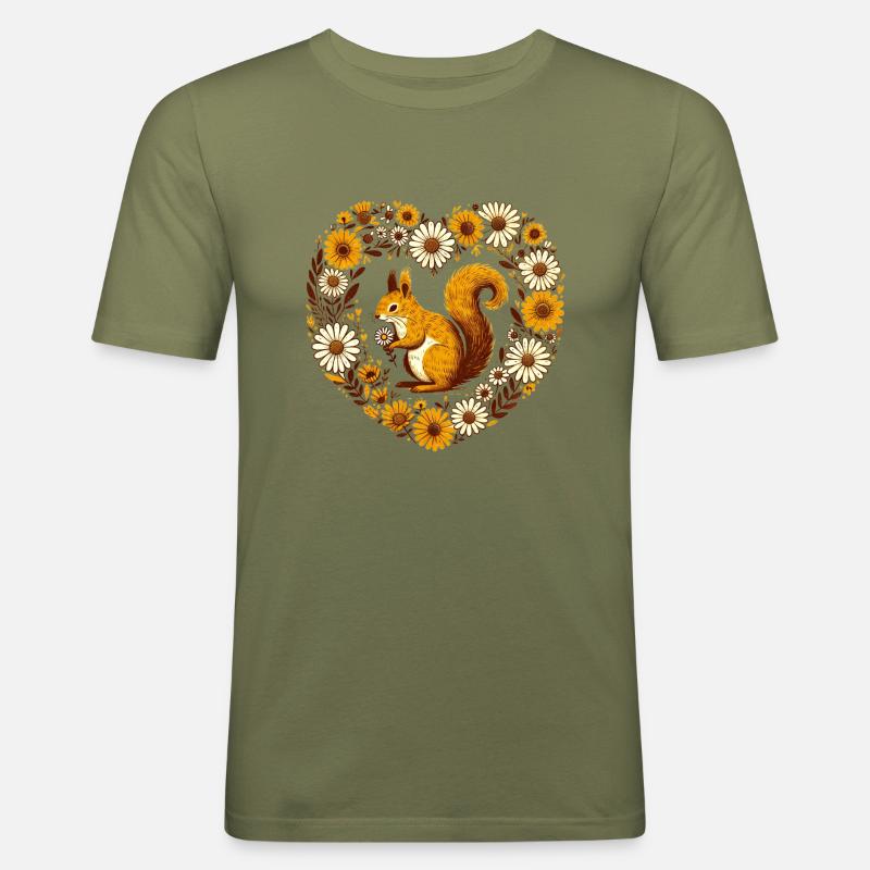 Eichhörnchen - Männer Slim Fit T-Shirt - Khaki Grün