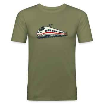 Hochgeschwindigkeitszug - Männer Slim Fit T-Shirt - Khaki Grün - Vorne - Jaron (178cm)