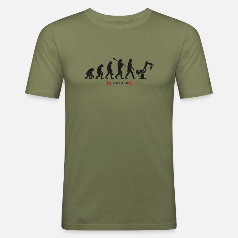 Evolution Revolution android robot - Men's Slim Fit T-Shirt - khaki green