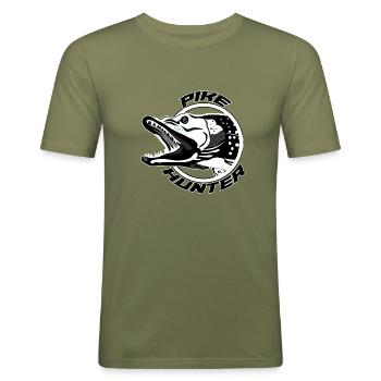 Hecht-Hecht - Männer Slim Fit T-Shirt - Khaki Grün - Vorne - Jaron (178cm)
