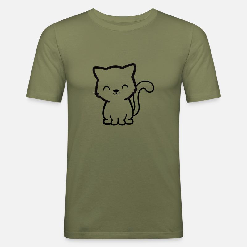 Sød kat, sød kitty, sødt dyr - Herre Slim Fit T-Shirt - kakigrøn