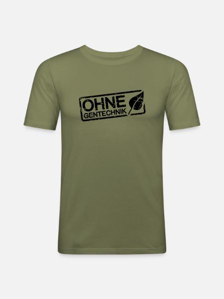 Ohne Gentechnik - Männer Slim Fit T-Shirt - Khaki Grün