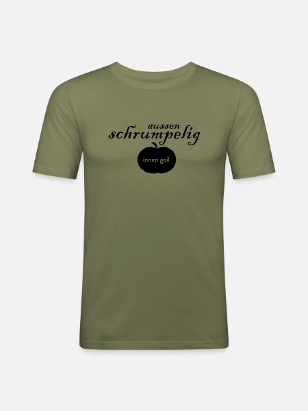 aussen schrumpelig - innen geil - Männer Slim Fit T-Shirt - Khaki Grün