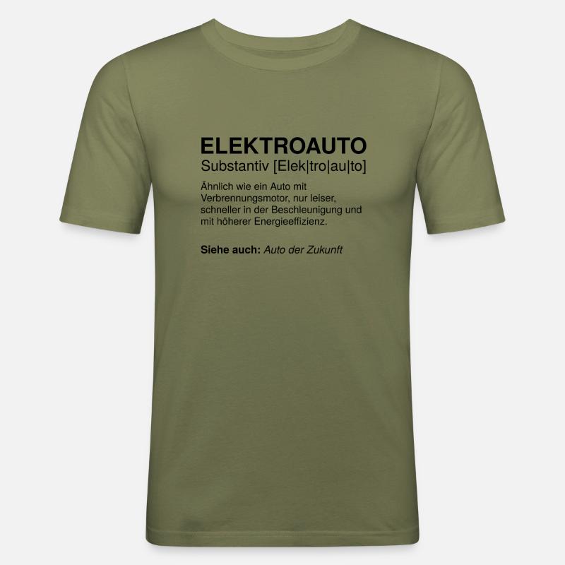 Elektroauto Definition | E-Auto Definition | EAuto - Männer Slim Fit T-Shirt - Khaki Grün
