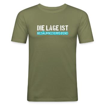 Die Lage ist Besäufniserregend - Männer Slim Fit T-Shirt - Khaki Grün - Vorne - Jaron (178cm)