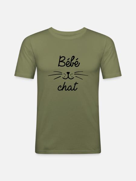Bébé chat - T-shirt près du corps Homme - vert kaki