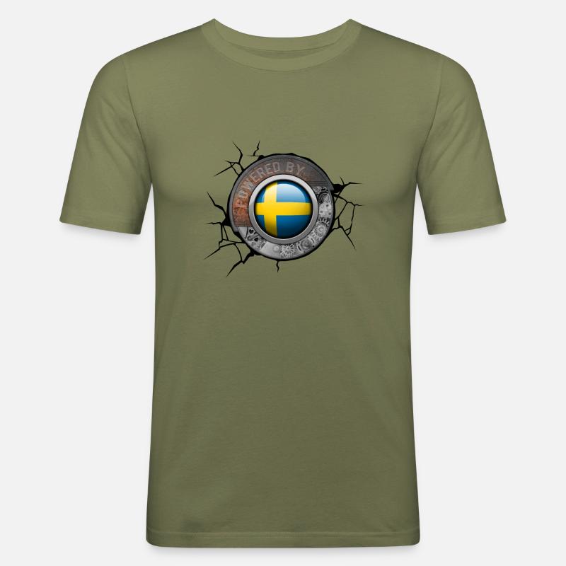 Suède Steampunk Engine propulsé par Pride - T-shirt près du corps Homme - vert kaki