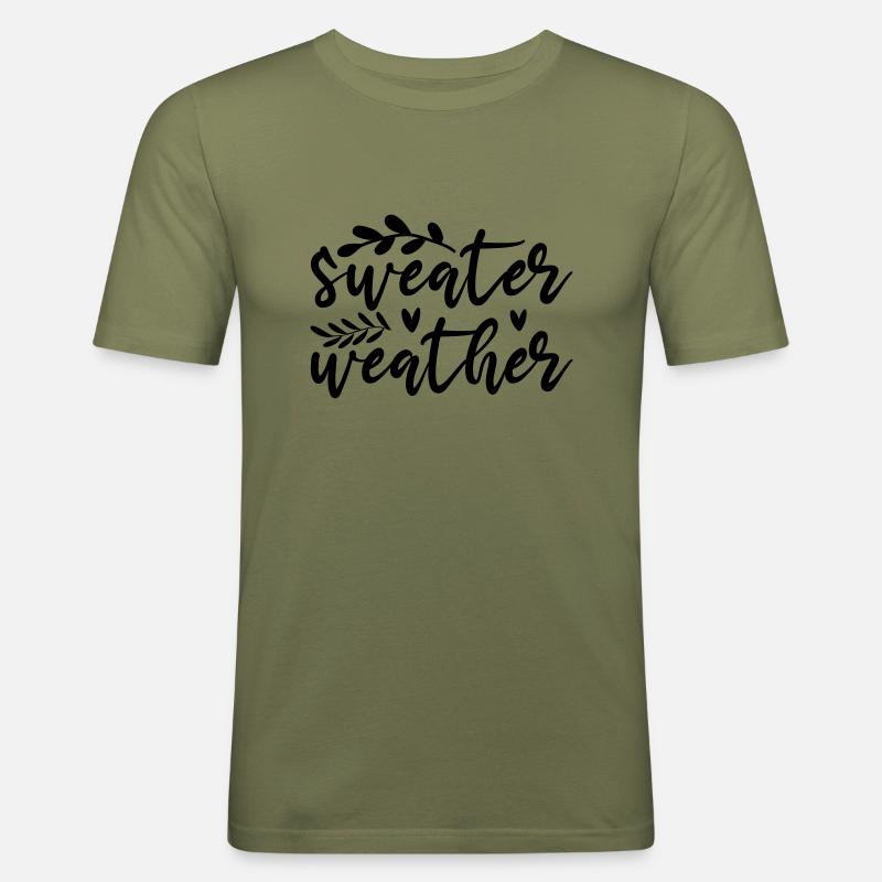 26 pulls météo - T-shirt près du corps Homme - vert kaki