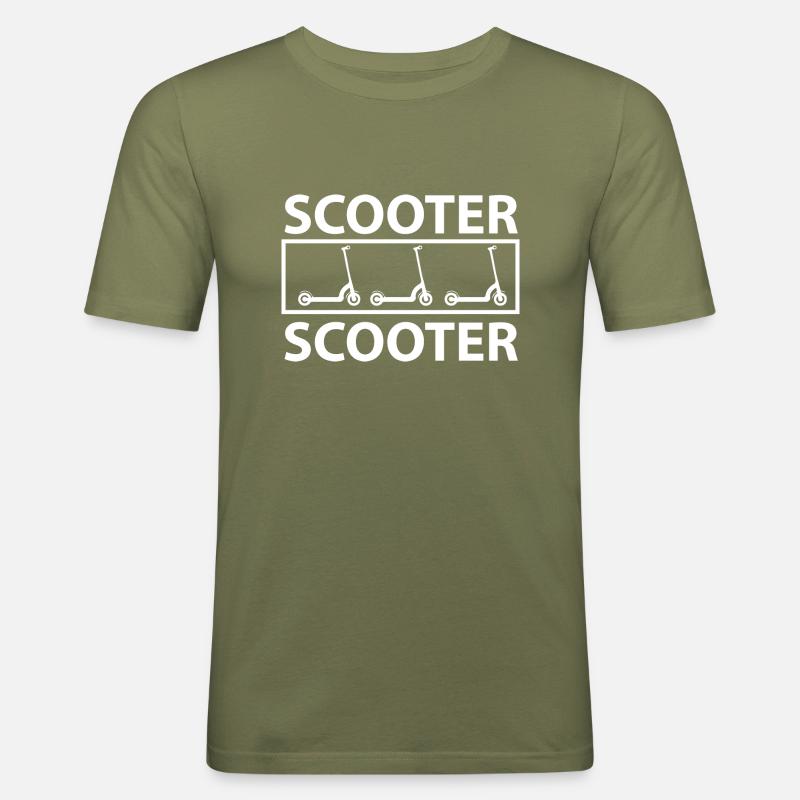 E-Scooter E-Roller Scooter - Männer Slim Fit T-Shirt - Khaki Grün