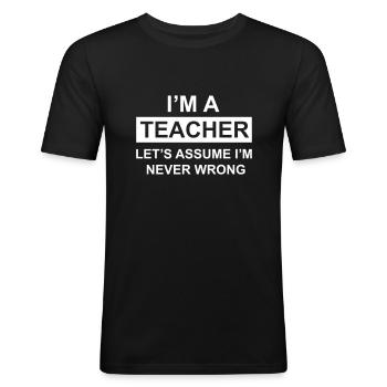 professeur - T-shirt près du corps Homme - noir - Devant - Nik (191cm)
