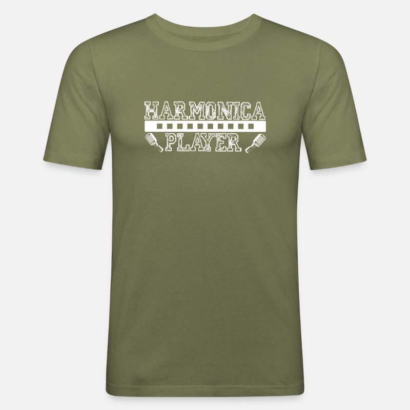 White harmonica player for harmonica player - Men's Slim Fit T-Shirt - khaki green