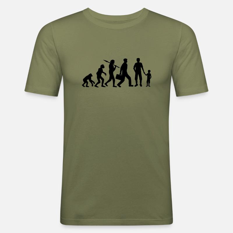 Sohn Papa Evolution Kind - Männer Slim Fit T-Shirt - Khaki Grün