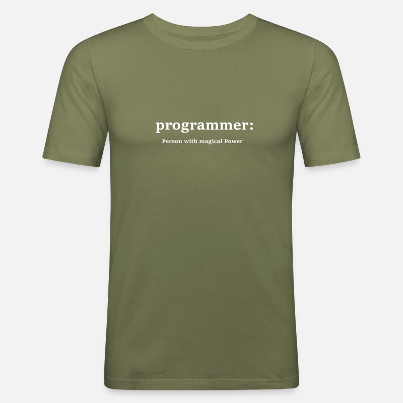 programmer - Männer Slim Fit T-Shirt - Khaki Grün