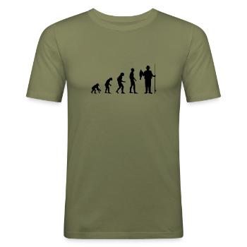 Angler Evolution - Männer Slim Fit T-Shirt - Khaki Grün - Vorne - Jaron (178cm)