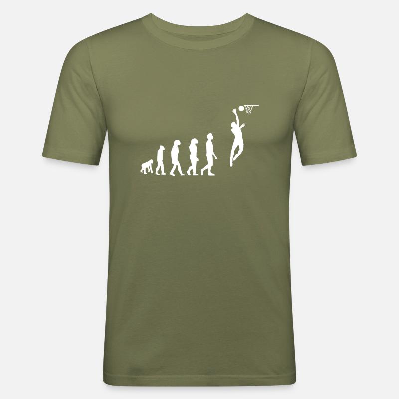 Basketball-Evolution - Männer Slim Fit T-Shirt - Khaki Grün