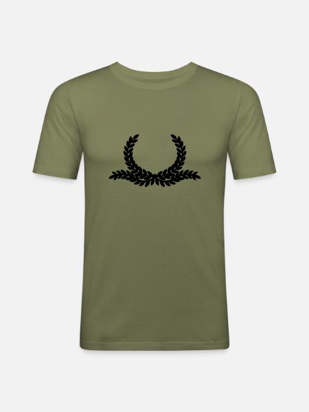 Ornate laurel wreath - Men's Slim Fit T-Shirt - khaki green