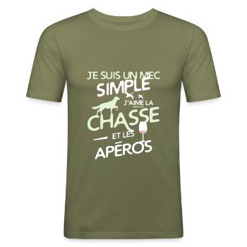 Chasseur - un mec simple - T-shirt près du corps Homme - vert kaki - Devant - Jaron (178cm)