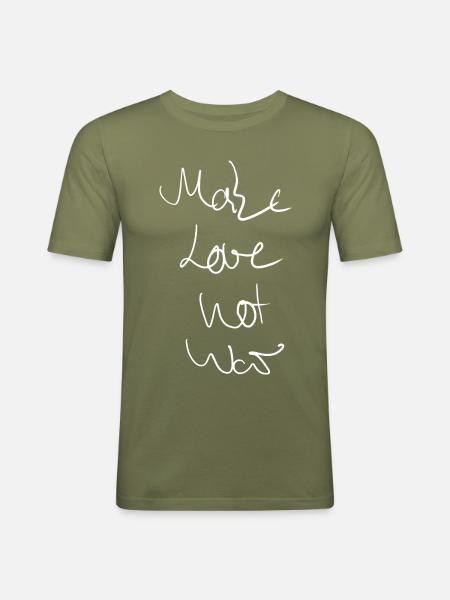 Frieden - Männer Slim Fit T-Shirt - Khaki Grün