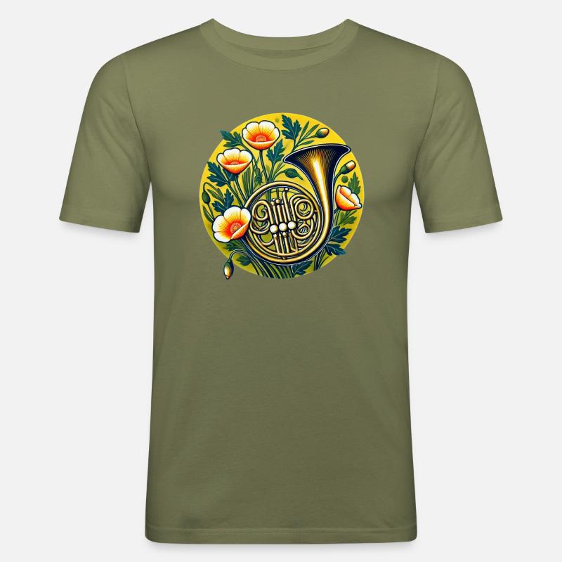Corno Francese - Maglietta aderente da uomo - verde kaki
