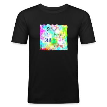 Still Here - Men's Slim Fit T-Shirt - black - Front - Nik (191cm)