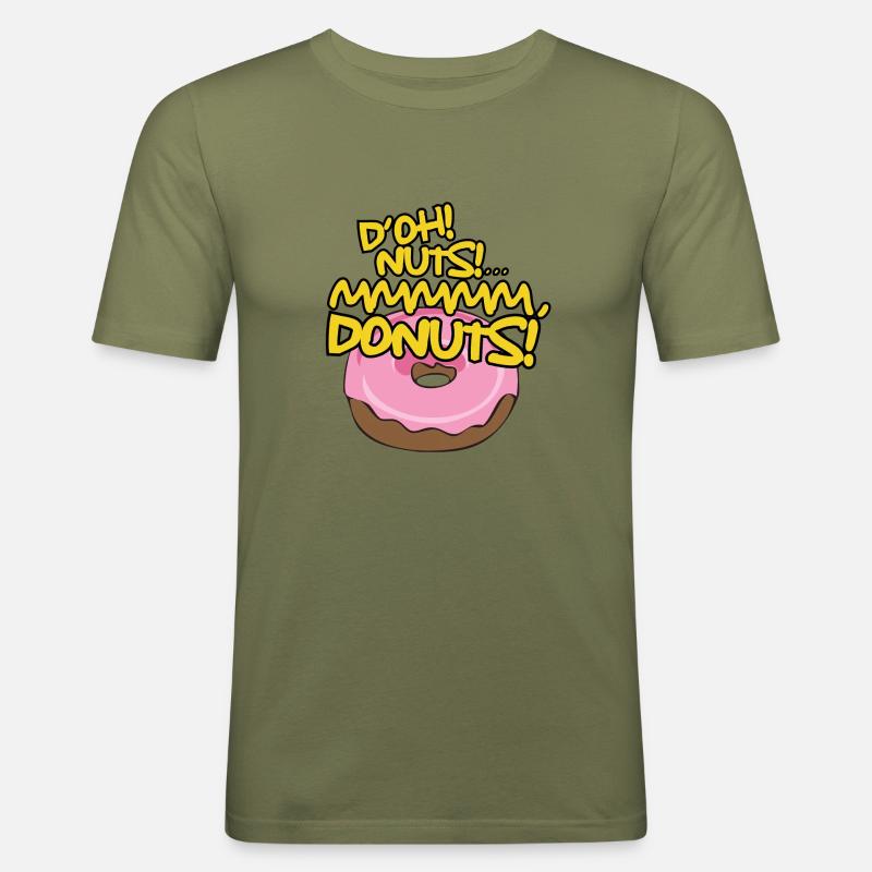 D'OH NUTS (Donuts) - Männer Slim Fit T-Shirt - Khaki Grün