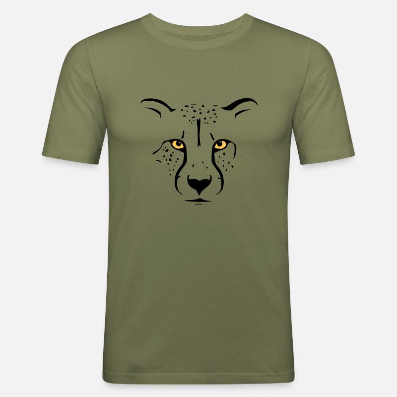 Contour de guépard - T-shirt près du corps Homme - vert kaki