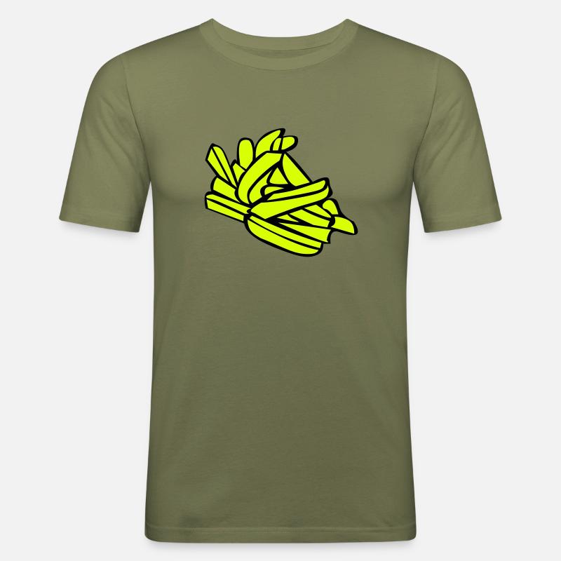 Pommes frites oder Chips - Männer Slim Fit T-Shirt - Khaki Grün