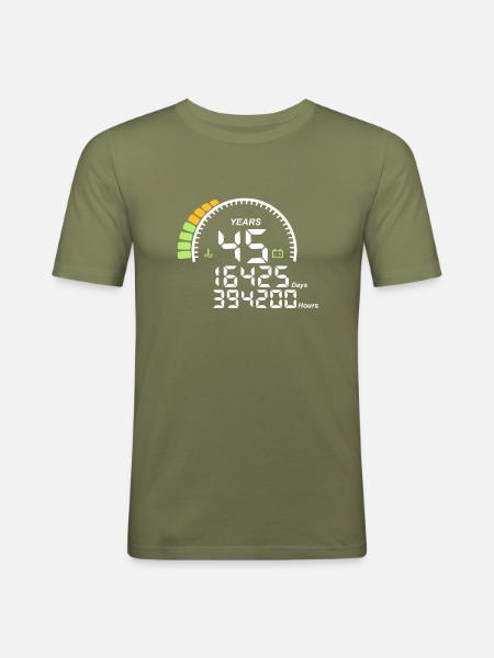 years 45 years anniversary meter - Men's Slim Fit T-Shirt - khaki green