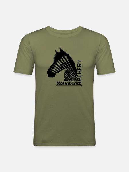 Mounted Archery Horse black - Men's Slim Fit T-Shirt - khaki green